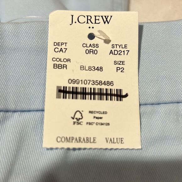 J. Crew Factory Petite high-rise girlfriend chino pant size 2P NWT Blue Breeze - Picture 8 of 13